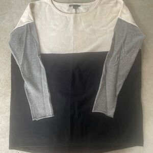 Vince Colorblock Long Sleeve Top in Black, Gray, Cream